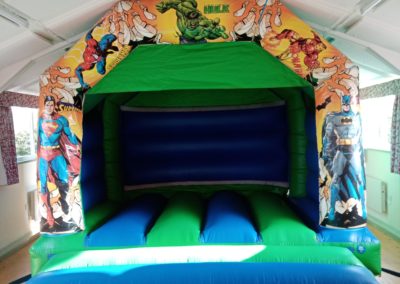 Superhero bouncy castle perfect for a birthday party